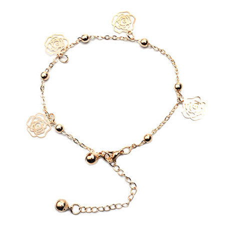 Rose Charms Beaded Anklet