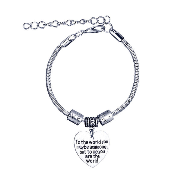 TO THE WORLD YOU MAY BE SOMEONE Engraved Charms Bracelet