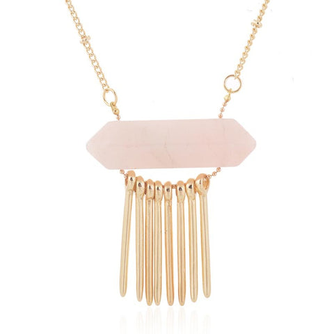Tassel Drop Stone Pendant Necklace