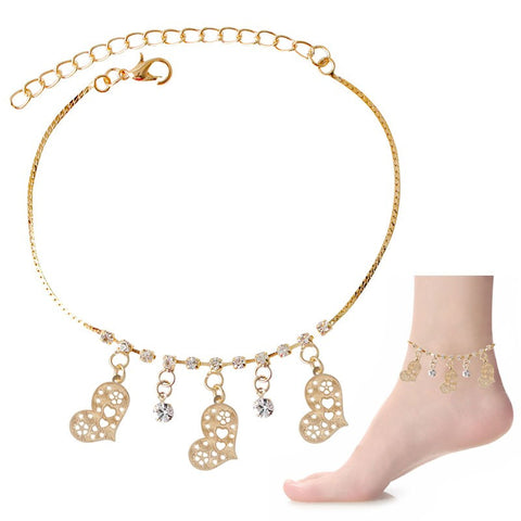 Crystal & Love Dangle Charms Anklet