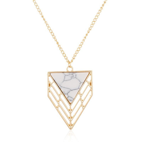 Drop Triangle Grid Pendant Necklace
