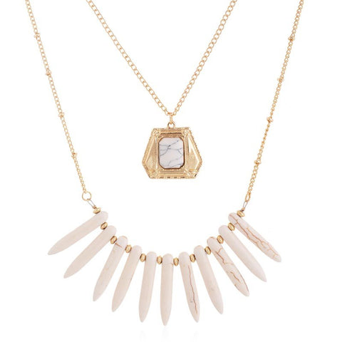 Marble Rivets Layered Necklace