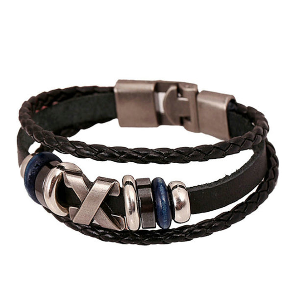 Cross Sign Leather Bracelet
