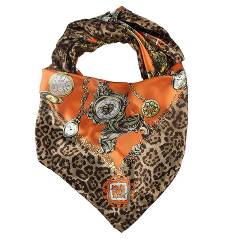 Antique Watches Print Silk Scarf