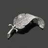 Crystal Studded Silver Leaf Brooch Pin