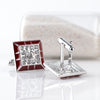 Maroon Edged Crystals Embellished Cufflinks