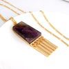 Geometric Marble Metal Fringes Necklace