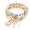 Lock-Key Charms 3Pc Bracelet