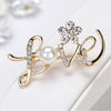 Rhinestone Love Pin Brooch