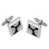 Black Enamel Square Rhinestone Cufflinks