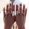 Om and Natural Stone Rings Set