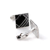 Black Enamel Lines Pattern Cufflinks