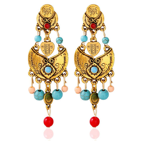 Beaded Coins Drop Earrings