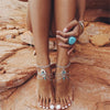 Turquoise Beads Tassel Foot Chain Anklet