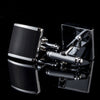 Black with Silver Edge Cufflinks