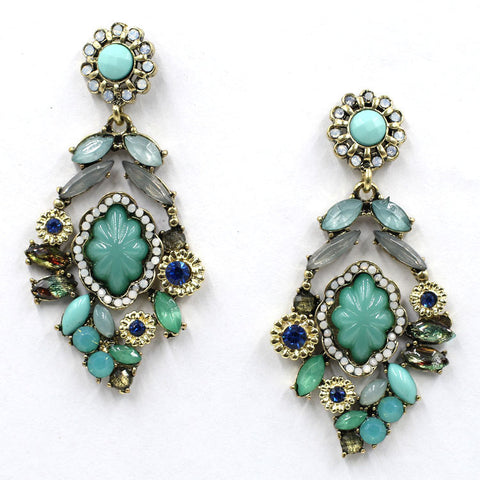 Carved Flower Drop Earrings