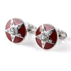 Crystal Red Enamel Pentagram Round Cufflinks