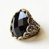 Carved Black Stones Ring