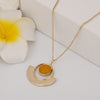 Stone in Circle Drop Necklace