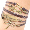 Love Believe Dragonfly Multilayer Wristband