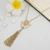 Mosaic Tassel Oval Stone Necklace