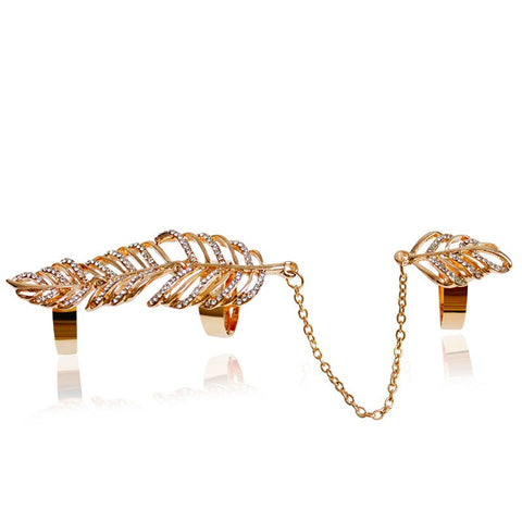 Hollow Leaves Chain Link Ring