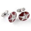 Crystal Red Enamel Pentagram Round Cufflinks