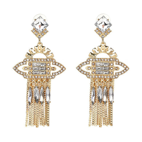 Crystal Tassel Chain Danglers