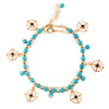 Floral & Beaded Charms Layered Anklet