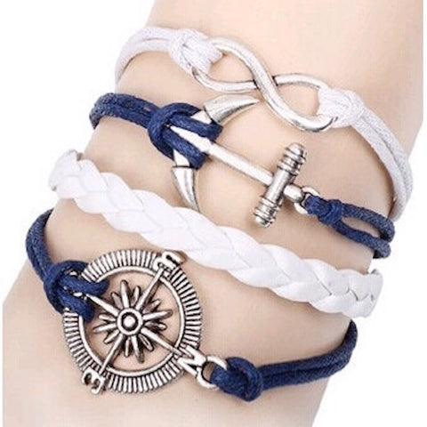 Multilayer Anchor & Compass Rope Bracelet