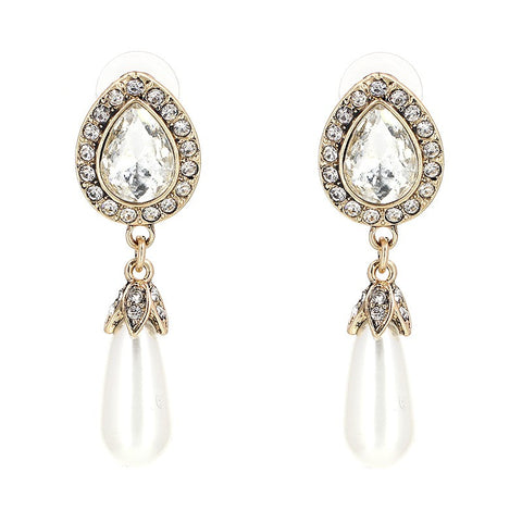 Pearl Drop Square Earrings