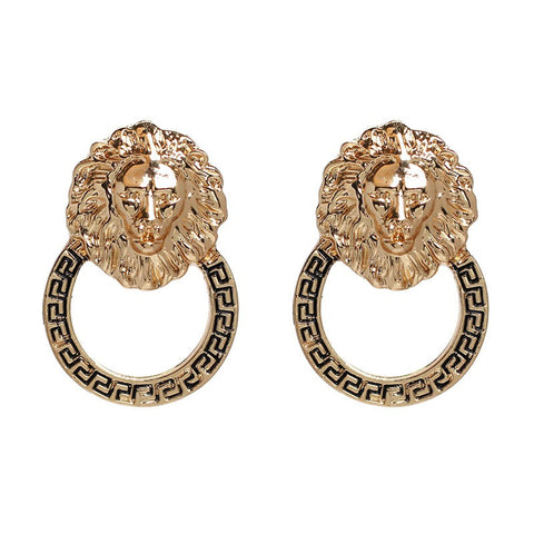 Lion Face Stud Earrings