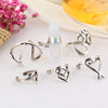 Om and Natural Stone Rings Set