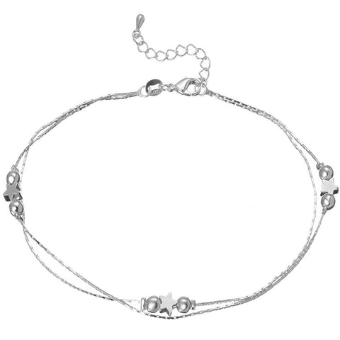 Stars & Beads Layered Anklet