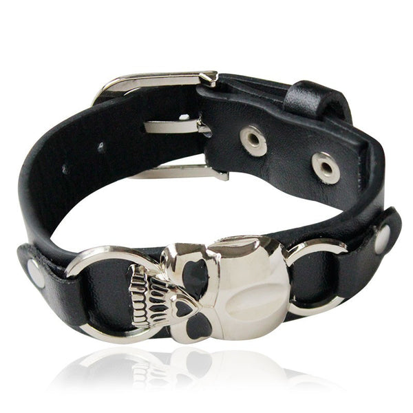 Demon Skull Leather Bracelet
