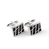 Black Enamel Abstract Lines Design Cufflinks