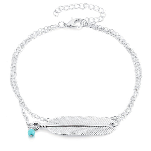 Chain Leaf Layered Anklet