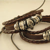 Rock Skull Braided Leather Bracelet