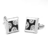 Black Enamel Square Rhinestone Cufflinks