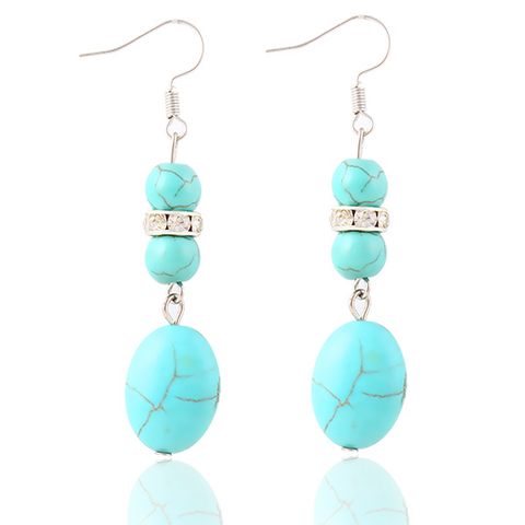Blue Gem Dangle Earrings