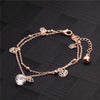 Crystal & Rose Dangling Charms Anklet