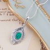Stone Feather Pendant Chain