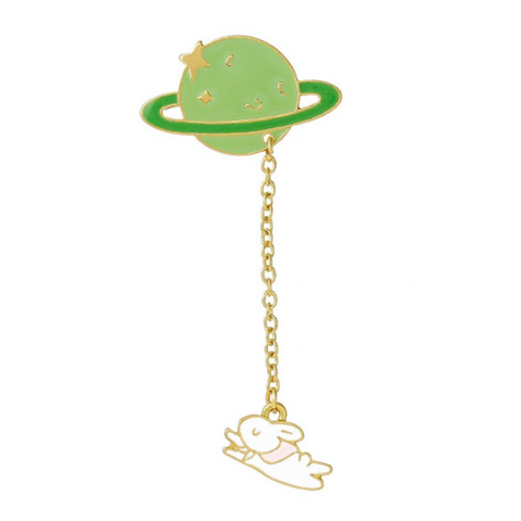 Planet & Rabbit Collar Pin