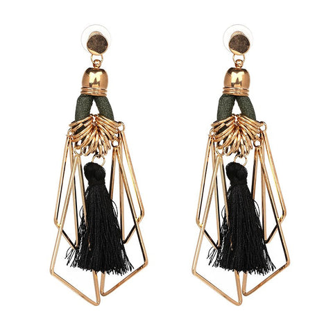 Triangle and Tassel Drop Earrings