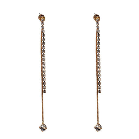 Hanging Crystals Tassel Earrings