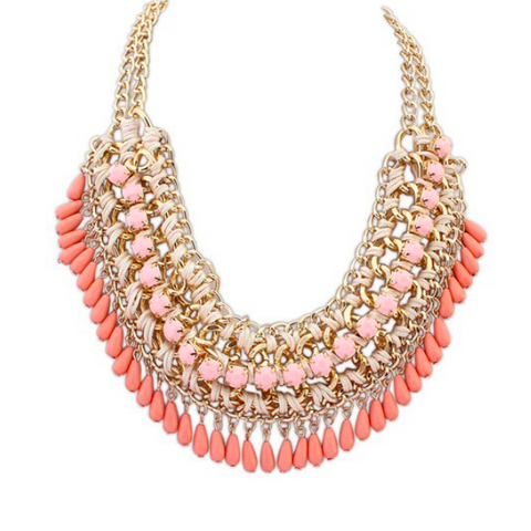 Bohemian Beaded Tassel Necklace