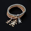 Girl Figure Charms 3Pc Bracelet