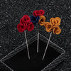 Red Three Flower Lapel Pin