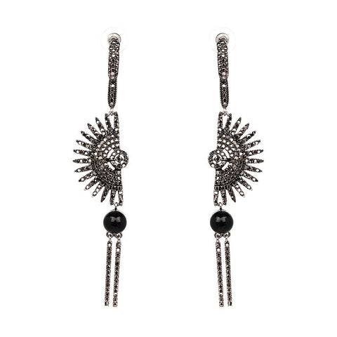 Half Crystal Sun Tassel Earring