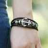 Anchor Pattern Leather Bracelet